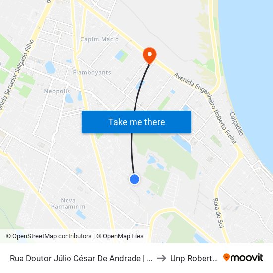 Rua Doutor Júlio César De Andrade | Terminal Serrambi to Unp Roberto Freire map