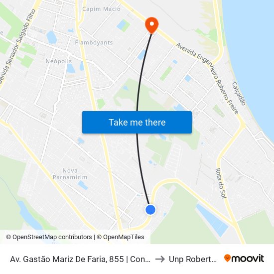 Av. Gastão Mariz De Faria, 855 | Condomínio Itatiaia to Unp Roberto Freire map