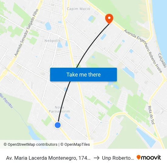 Av. Maria Lacerda Montenegro, 1740 | Sinal Verde to Unp Roberto Freire map