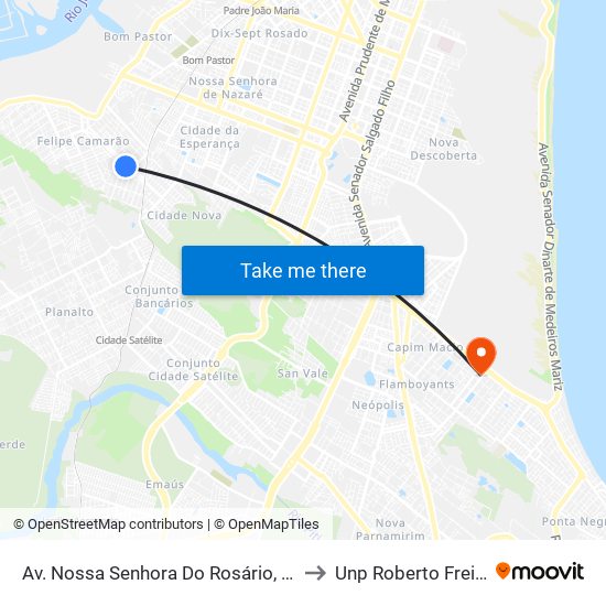 Av. Nossa Senhora Do Rosário, 82 to Unp Roberto Freire map