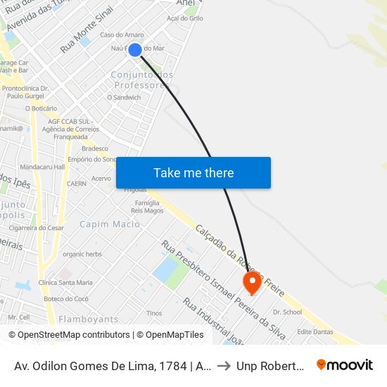 Av. Odilon Gomes De Lima, 1784 | Academia Hi Fit to Unp Roberto Freire map