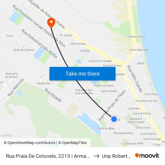 Rua Praia De Cotovelo, 2213 | Armazém Do Orgânico to Unp Roberto Freire map