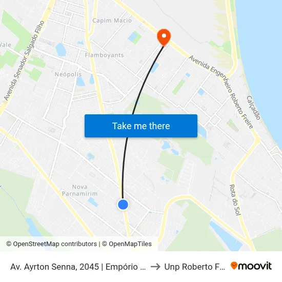 Av. Ayrton Senna, 2045 | Empório Do Pão to Unp Roberto Freire map