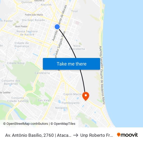 Av. Antônio Basílio, 2760 | Atacadão to Unp Roberto Freire map