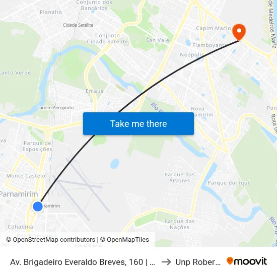 Av. Brigadeiro Everaldo Breves, 160 | Parnamirim Shopping to Unp Roberto Freire map