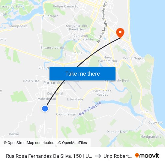 Rua Rosa Fernandes Da Silva, 150 | Upa Nova Esperança to Unp Roberto Freire map