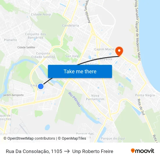 Rua Da Consolação, 1105 to Unp Roberto Freire map