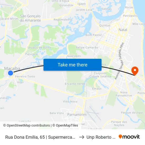 Rua Dona Emília, 65 | Supermercado Favorito to Unp Roberto Freire map