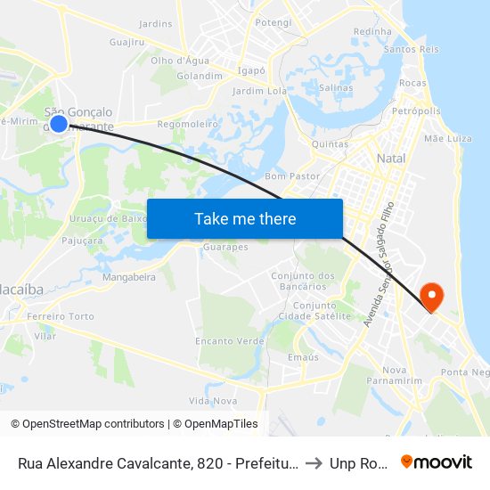 Rua Alexandre Cavalcante, 820 - Prefeitura Municipal De São Gonçalo Do Amarante to Unp Roberto Freire map
