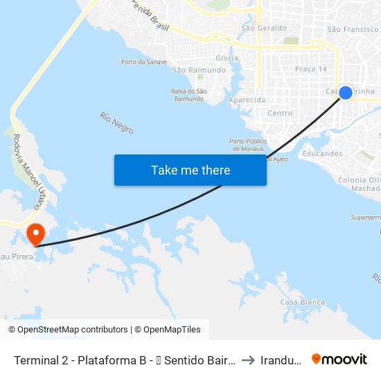 Terminal 2 - Plataforma B - ➐ Sentido Bairro to Iranduba map