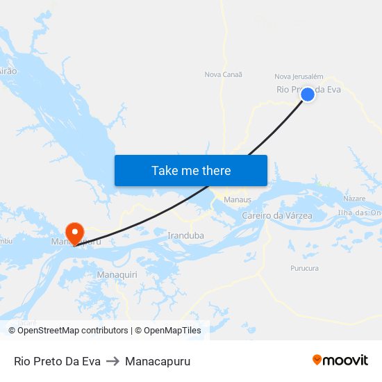 Rio Preto Da Eva to Manacapuru map