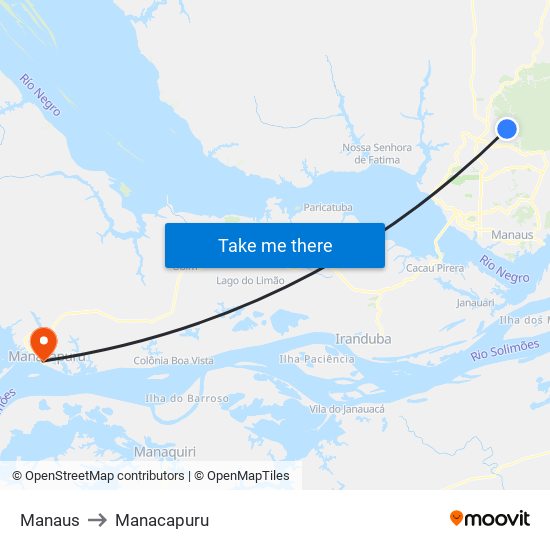 Manaus to Manacapuru map