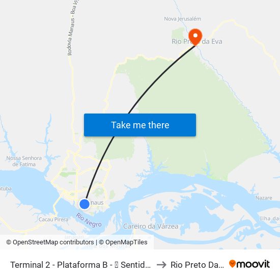 Terminal 2 - Plataforma B - ➏ Sentido Bairro to Rio Preto Da Eva map