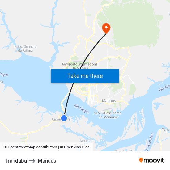 Iranduba to Manaus map