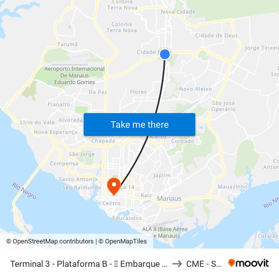 Terminal 3 - Plataforma B - ➓ Embarque Cachoeirinha to CME - Samel map