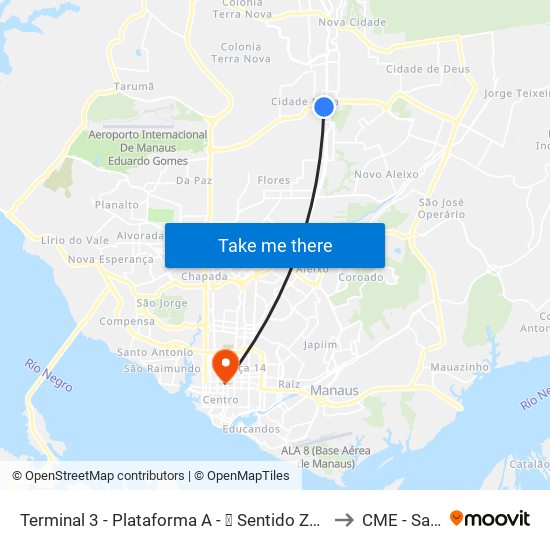 Terminal 3 - Plataforma A - ➍ Sentido Zona Oeste to CME - Samel map