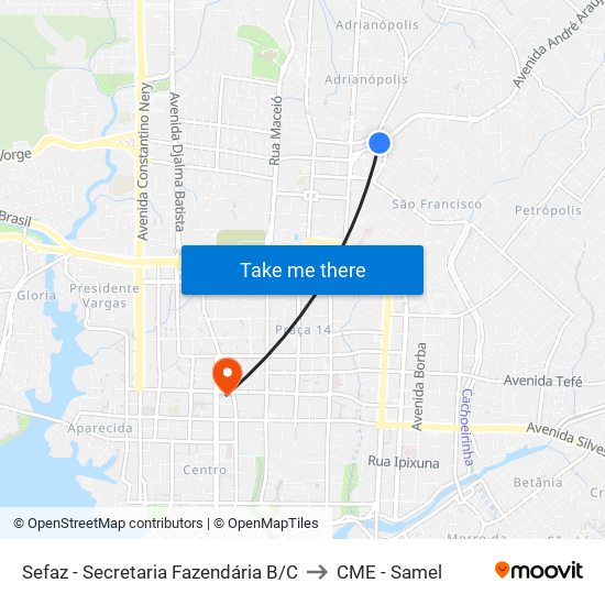 Sefaz - Secretaria Fazendária B/C to CME - Samel map