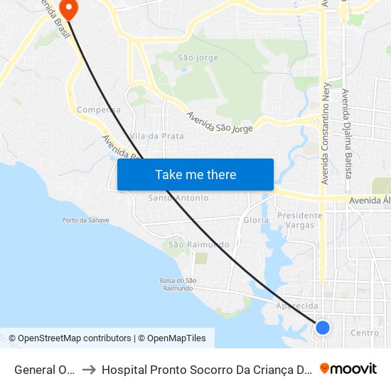 General Osório to Hospital Pronto Socorro Da Criança Da Zona Oeste map