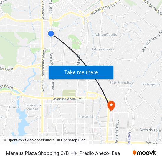 Manaus Plaza Shopping C/B to Prédio Anexo- Esa map