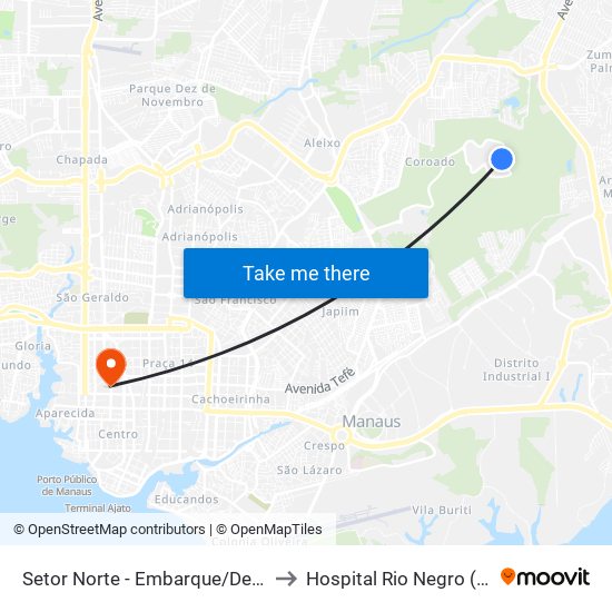 Setor Norte - Embarque/Desembarque to Hospital Rio Negro (Hapvida) map