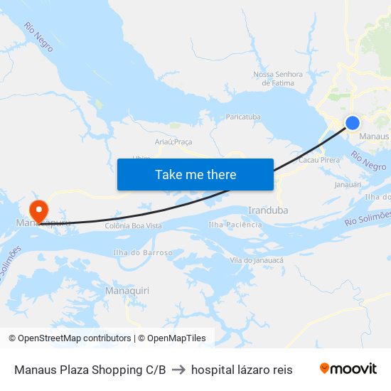 Manaus Plaza Shopping C/B to hospital lázaro reis map