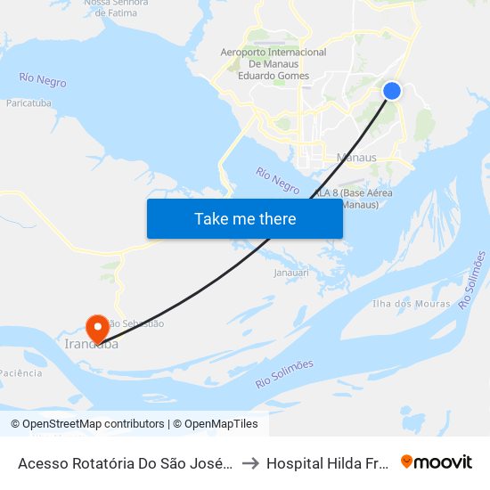 Acesso Rotatória Do São José B/C to Hospital Hilda Freire map