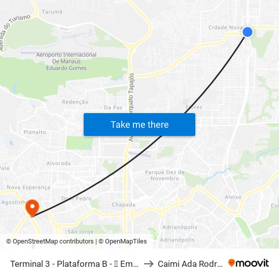 Terminal 3 - Plataforma B - ➓ Embarque Cachoeirinha to Caimi Ada Rodrigues Viana map