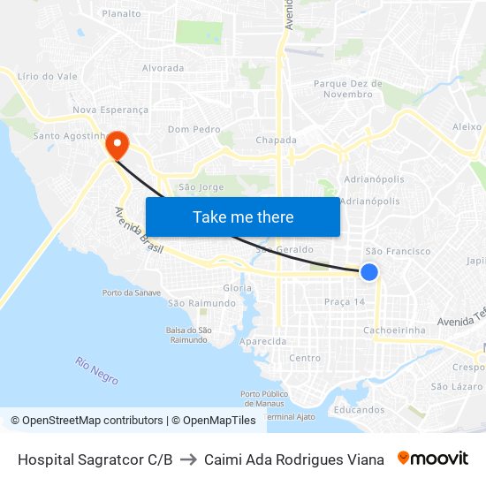 Hospital Sagratcor C/B to Caimi Ada Rodrigues Viana map