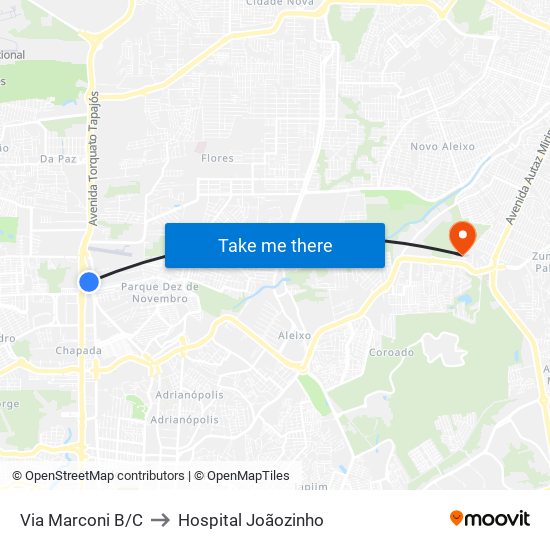 Via Marconi B/C to Hospital Joãozinho map