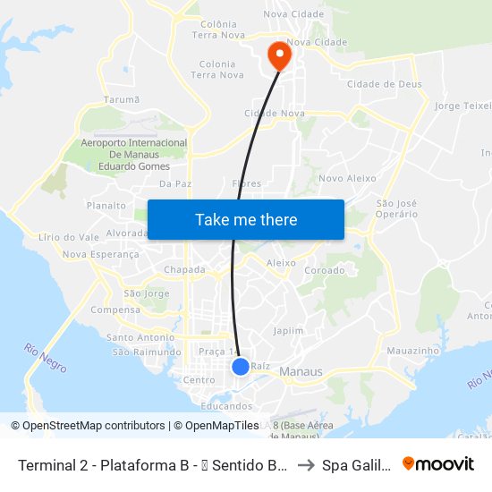 Terminal 2 - Plataforma B - ➑ Sentido Bairro to Spa Galiléia map