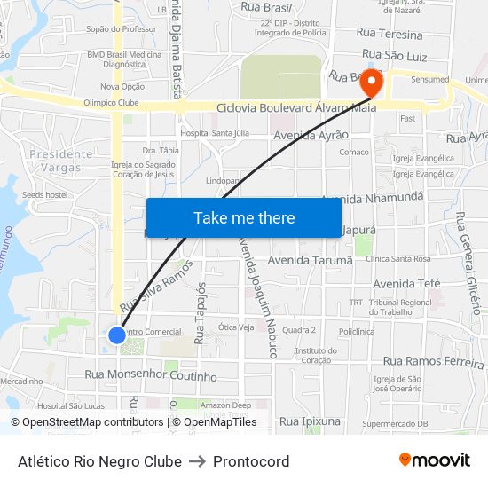 Atlético Rio Negro Clube to Prontocord map