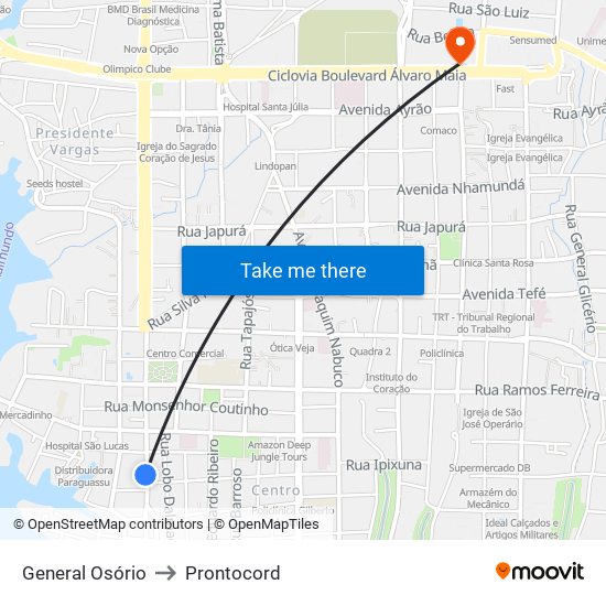 General Osório to Prontocord map