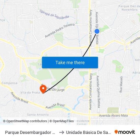 Parque Desembargador David Antônio C/B to Unidade Básica De Saúde Ida Mentoni map