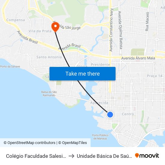 Colégio Faculdade Salesiano Dom Bosco to Unidade Básica De Saúde Ida Mentoni map