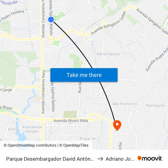 Parque Desembargador David Antônio C/B to Adriano Jorge map