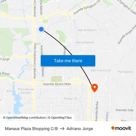 Manaus Plaza Shopping C/B to Adriano Jorge map