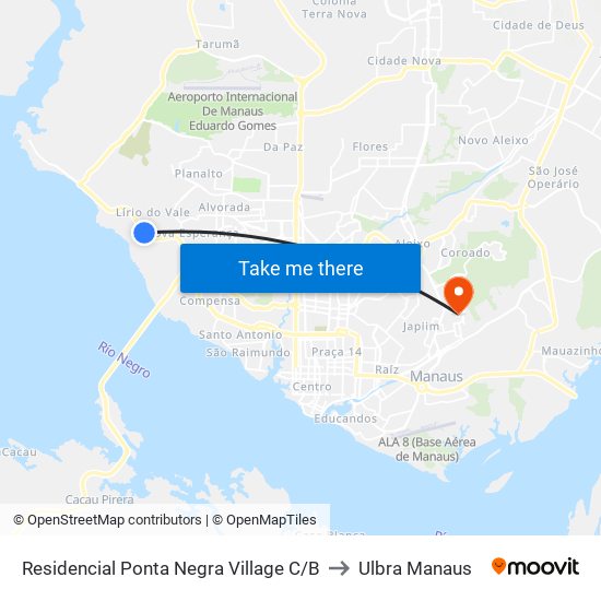 Residencial Ponta Negra Village C/B to Ulbra Manaus map