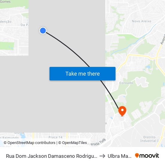 Rua Dom Jackson Damasceno Rodrigues, 108 B/C to Ulbra Manaus map