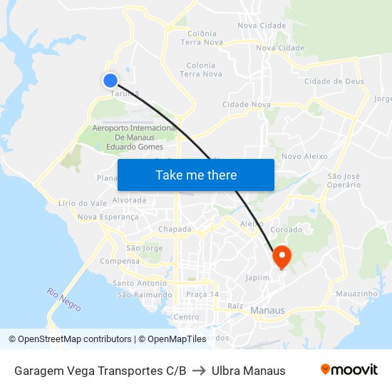 Garagem Vega Transportes C/B to Ulbra Manaus map