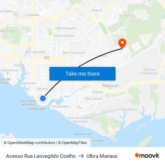 Acesso Rua Leovegildo Coelho to Ulbra Manaus map