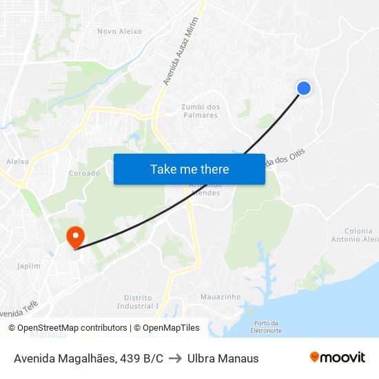 Avenida Magalhães, 439 B/C to Ulbra Manaus map