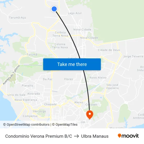 Condomínio Verona Premium B/C to Ulbra Manaus map