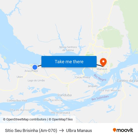 Sítio Seu Brisinha (Am-070) to Ulbra Manaus map