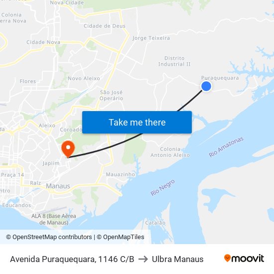 Avenida Puraquequara, 1146 C/B to Ulbra Manaus map