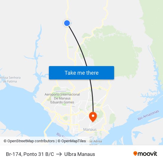 Br-174, Ponto 31 B/C to Ulbra Manaus map