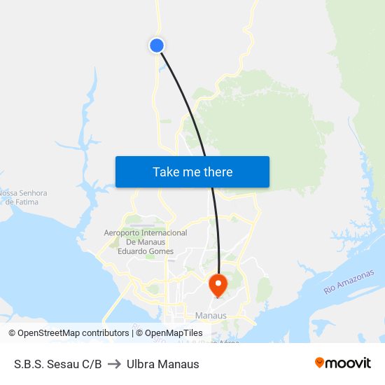 S.B.S. Sesau C/B to Ulbra Manaus map