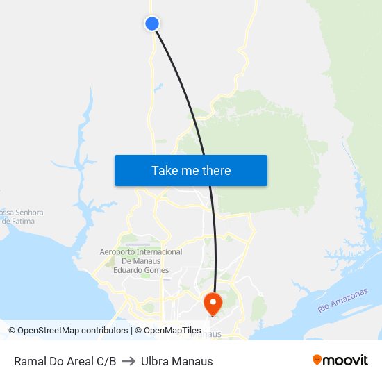 Ramal Do Areal C/B to Ulbra Manaus map