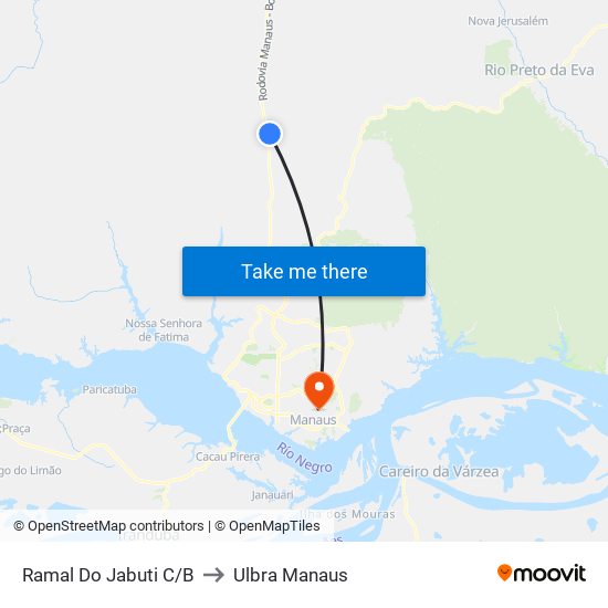 Ramal Do Jabuti C/B to Ulbra Manaus map