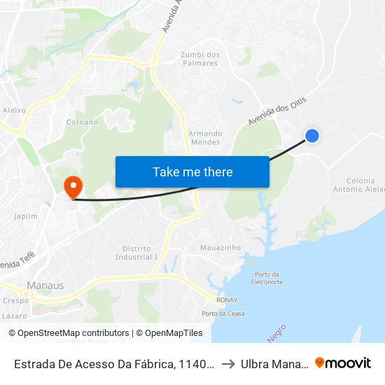 Estrada De Acesso Da Fábrica, 1140 C/B to Ulbra Manaus map