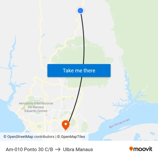 Am-010 Ponto 30 C/B to Ulbra Manaus map